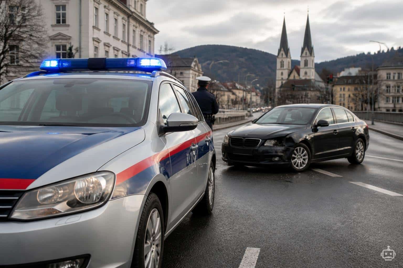 Pkw-Lenker kollidierte in Villach mit Polizeiauto und wurde verhaftet