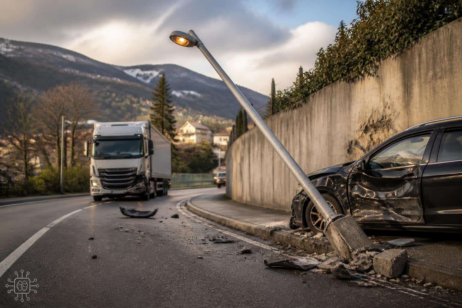 Alko-Lenker beschädigte Straßenlaterne
