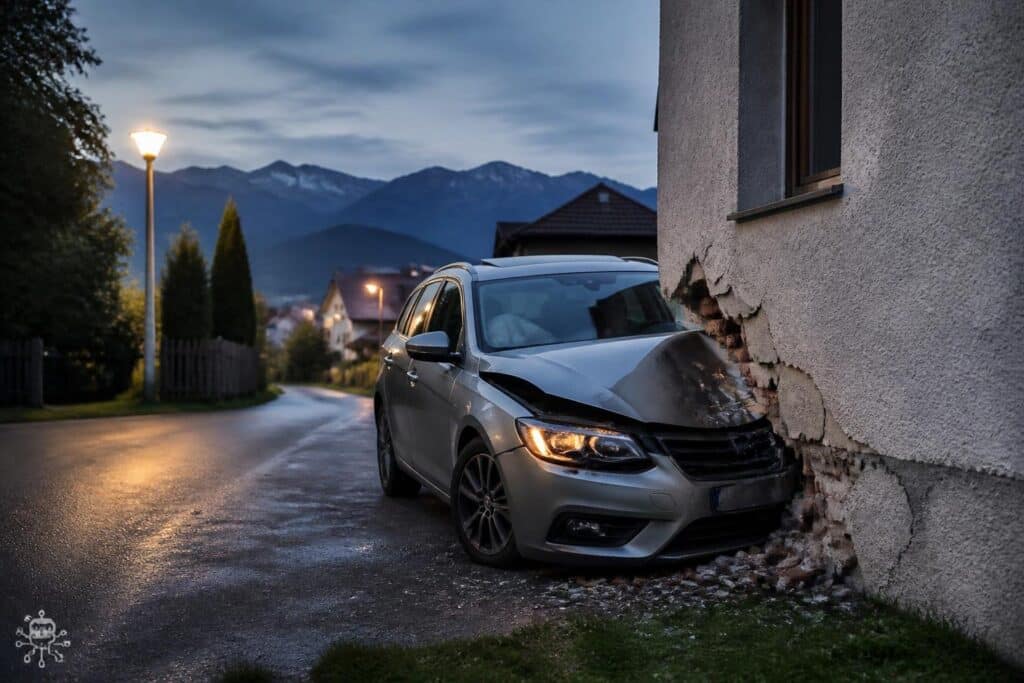 Auto prallt in Kärnten gegen Hausmauer, Lenker verschwunden