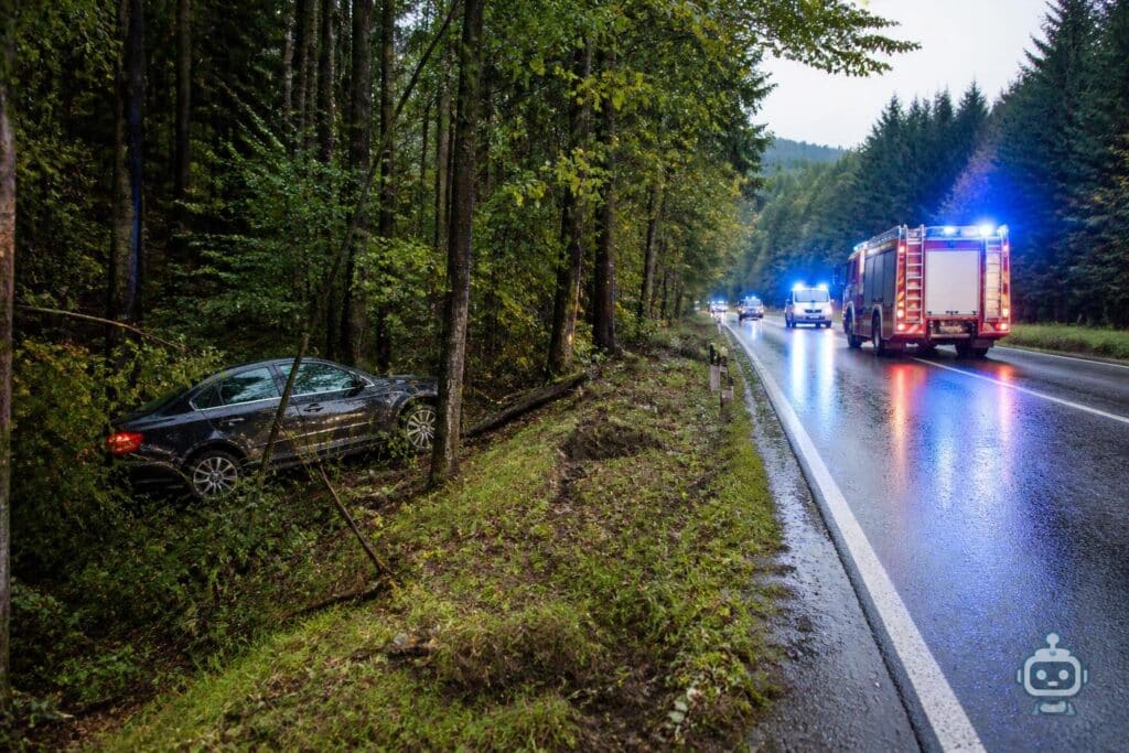 Pkw landete nach Unfall in Waldstück bei Wernberg