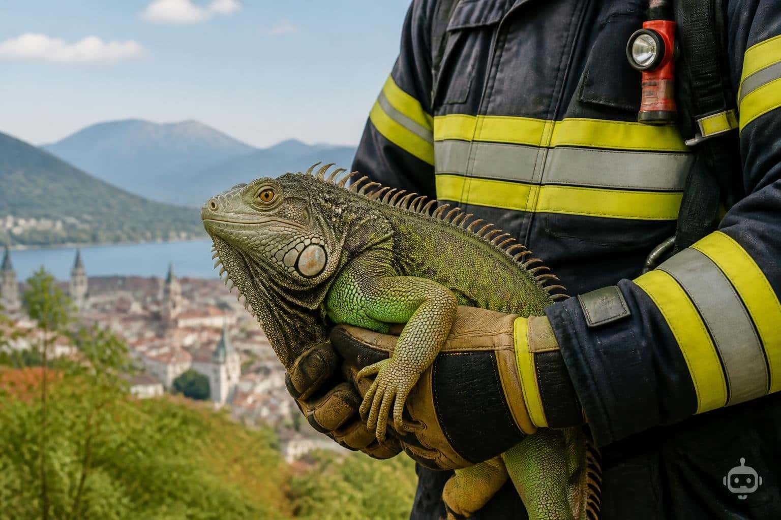 Feuerwehr fängt vermissten Leguan ein