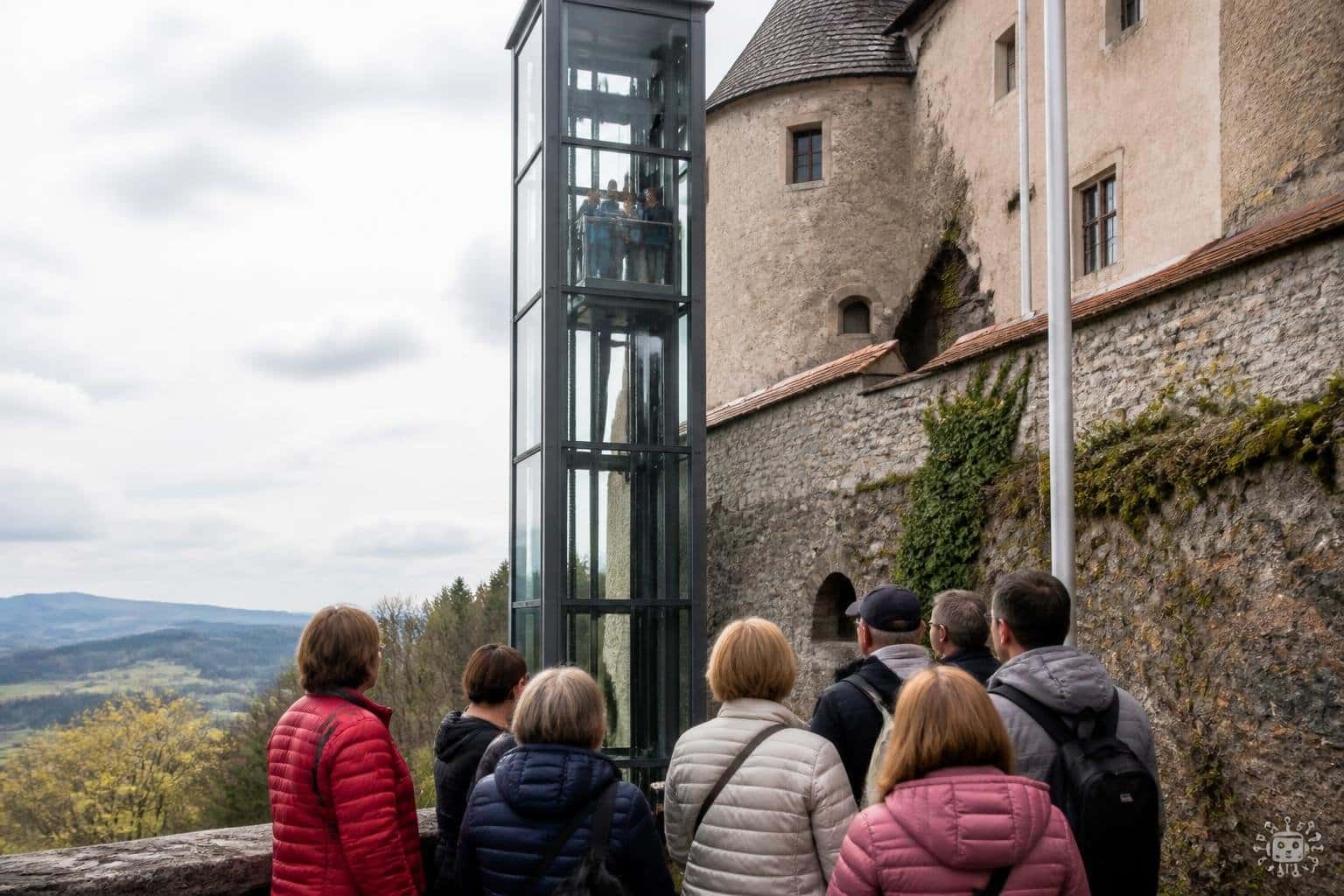 Slowenische Reisegruppe saß auf Kärntner Burg in Lift fest
