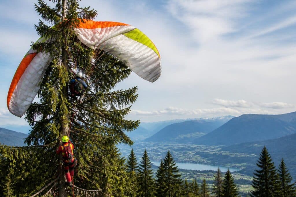 Kärntner verfing sich mit seinem Paragleiter in einer Baumkrone