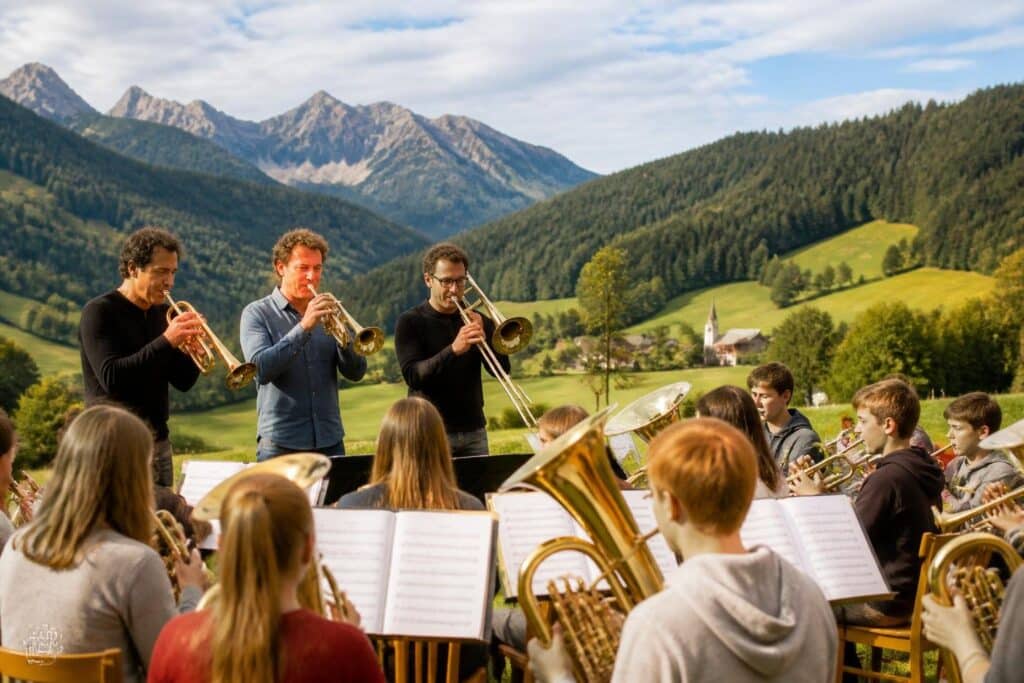 Lesachtaler musizieren mit ihren Idolen Wieder, Gansch & Paul