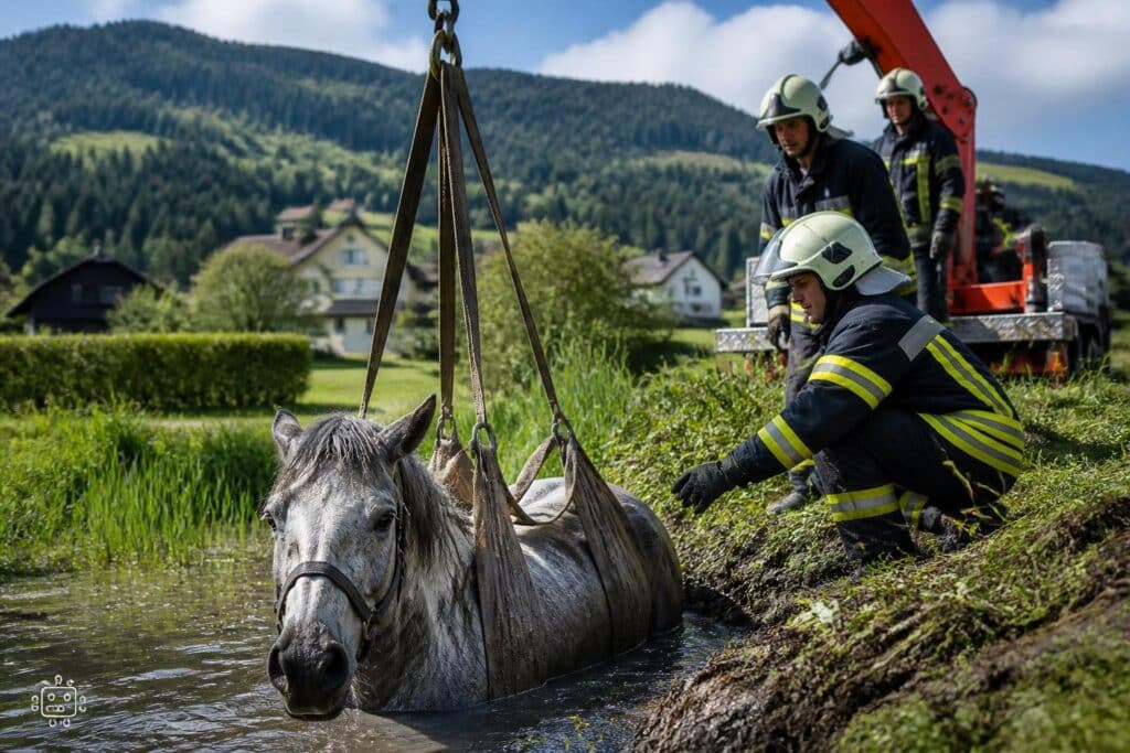 Feuerwehr rettet Pferd vor Ertrinken