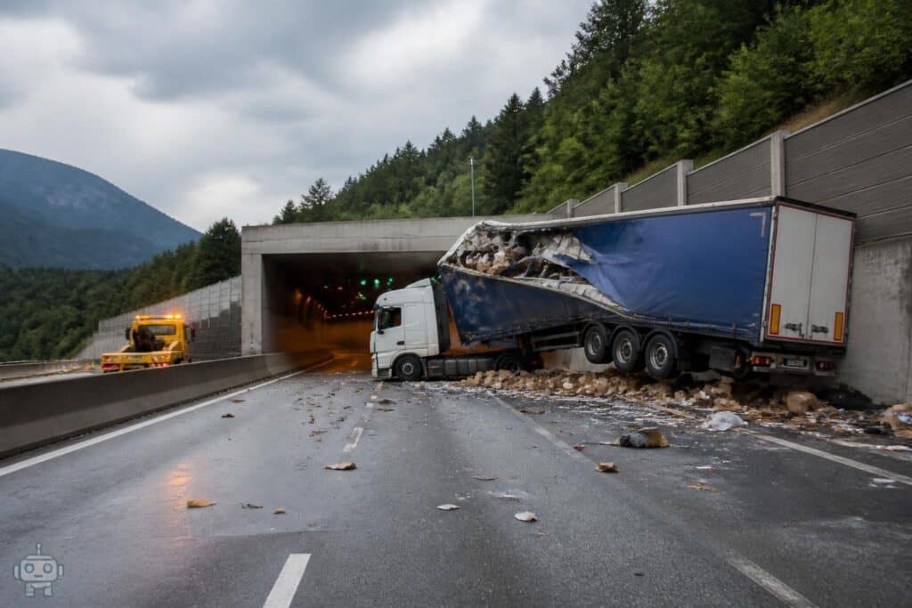 Lkw prallte gegen Tunneleinfahrt