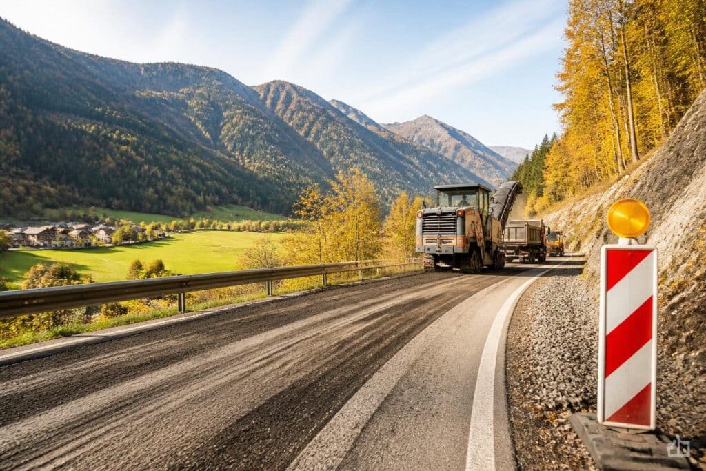 Die Plöckenpass Straße in Kötschach wird saniert