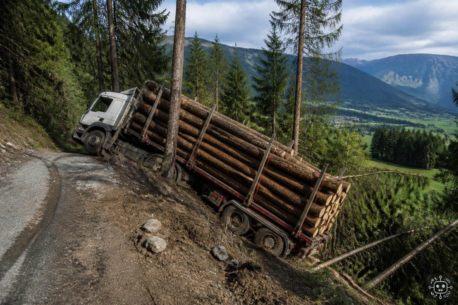 Bäume verhinderten Lkw-Absturz in Oberkärnten: Lenker verletzt