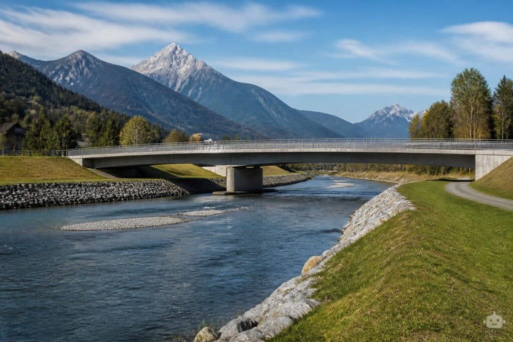 Moderner Hochwasserschutz an der Gail vor Fertigstellung