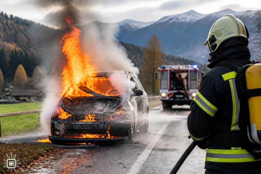 Brückl: PKW geriet während der Fahrt in Brand