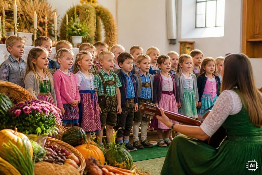 48 Kindergartenkinder begeisterten beim Erntedankfest