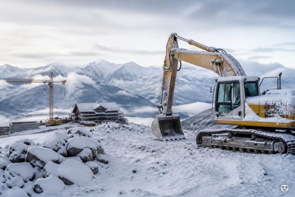 Erster Schnee legt Baustelle auf der Petzen lahm