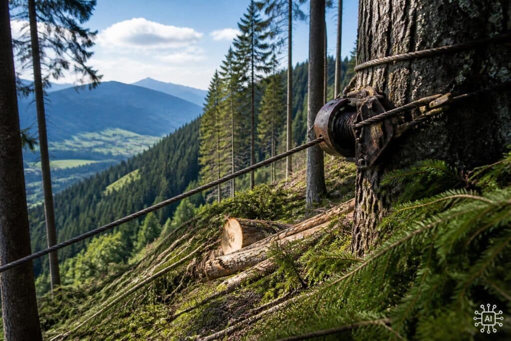 Baumstück löste sich von Seilwinde und fiel 20 Meter tief auf Arbeiter