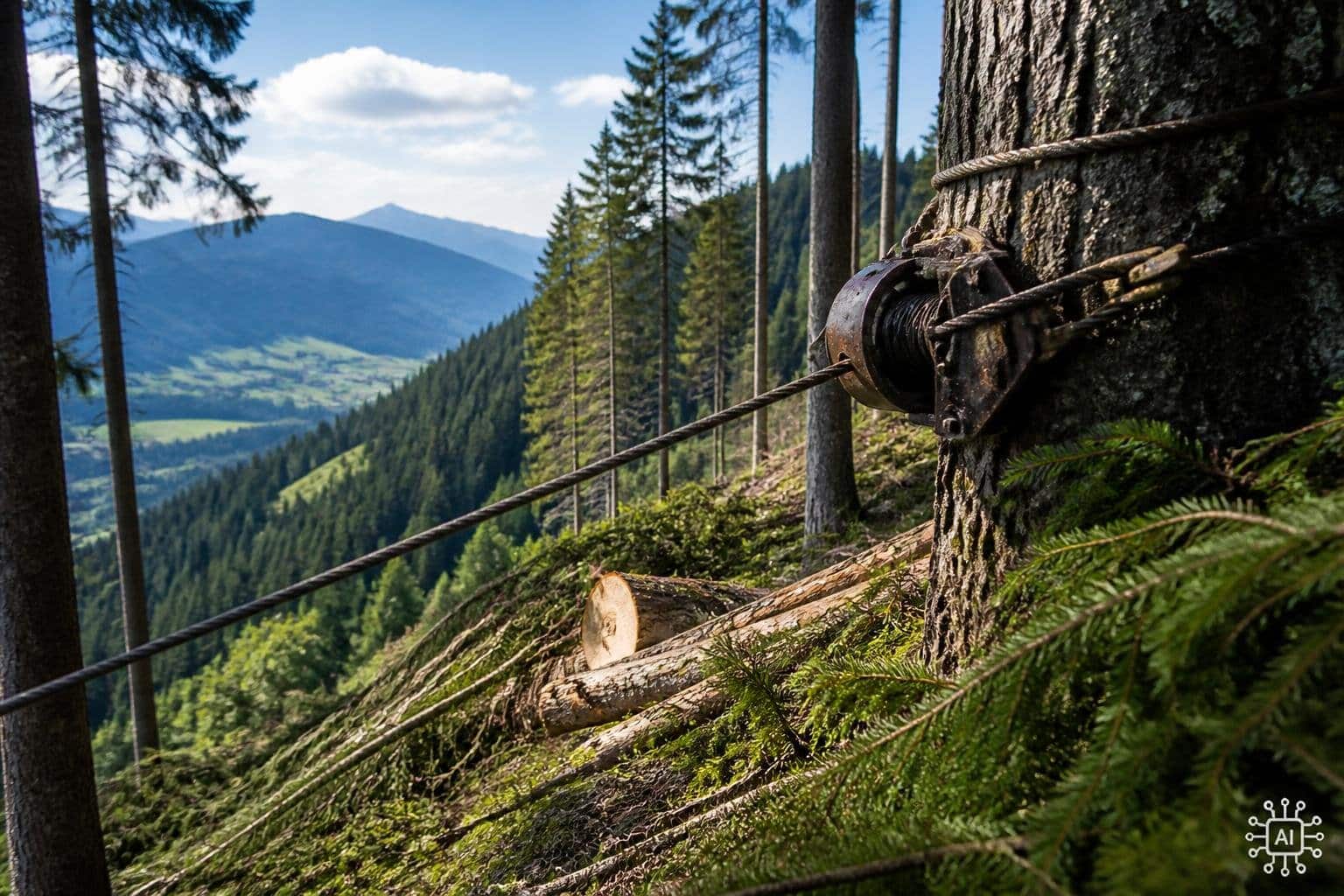 Baumstück löste sich von Seilwinde und fiel 20 Meter tief auf Arbeiter