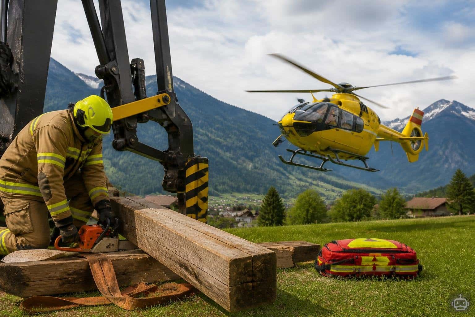 Kärntner wurde zwischen Kran und Holzbalken eingeklemmt