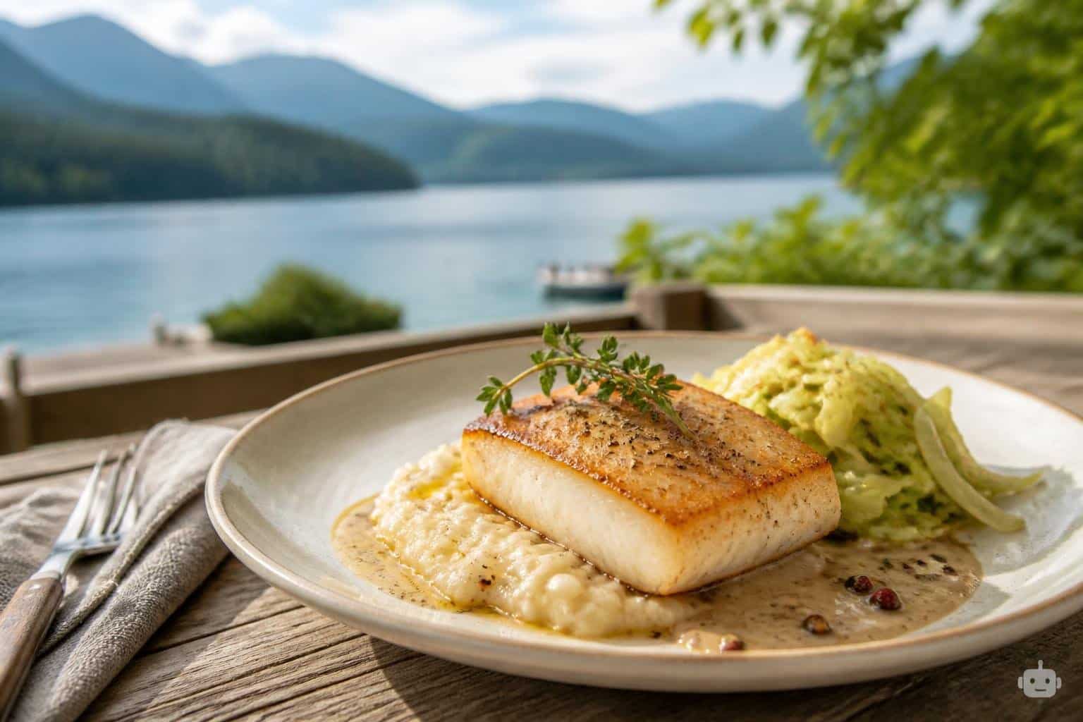 Gebratener Heilbutt mit Parmesanrisotto