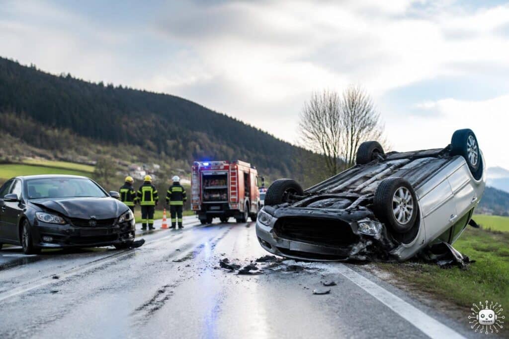 Zwei Autos kollidieren – Pkw landet auf dem Dach