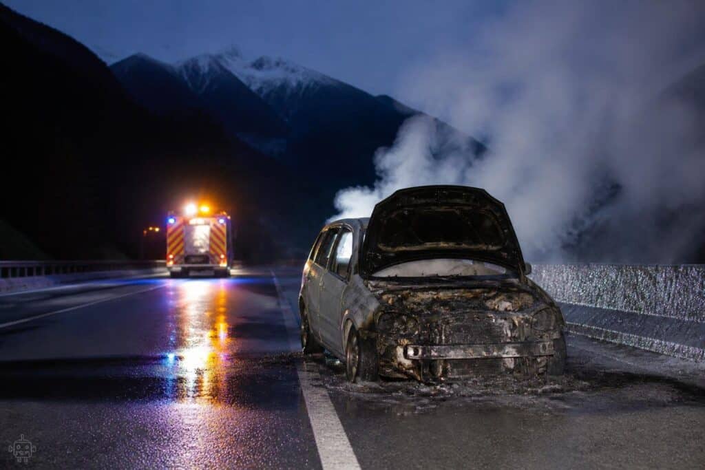 Auto ging auf der Karawanken-Autobahn in Flammen auf