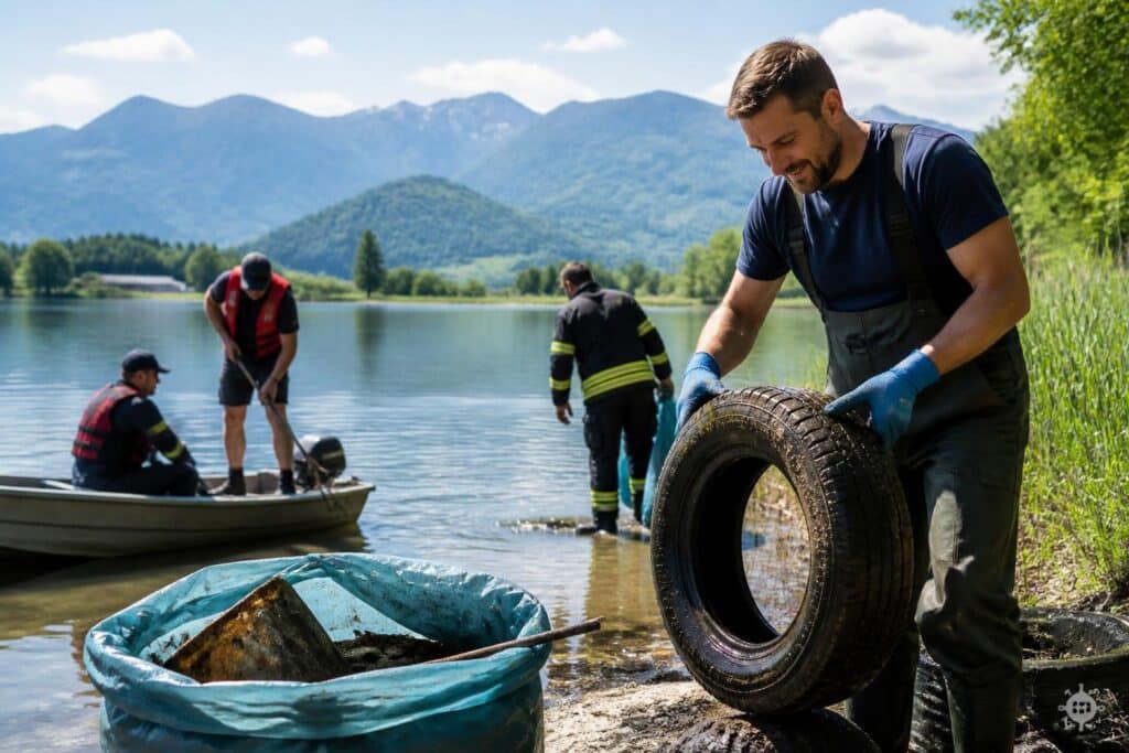 Gemeinsam angepackt: Großputz am Villacher Silbersee