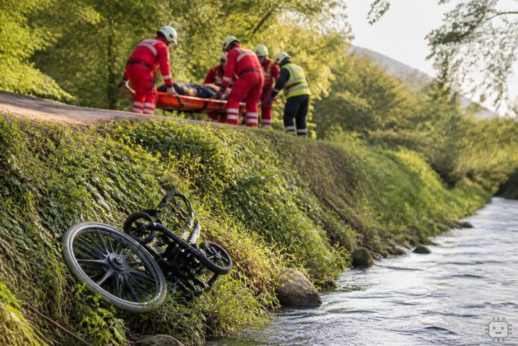 Rollstuhlfahrer stürzt über Böschung