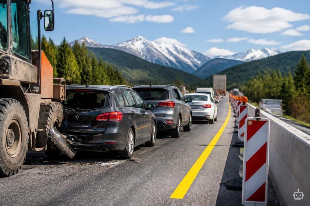 Auffahrunfall mit drei Fahrzeugen auf der A10